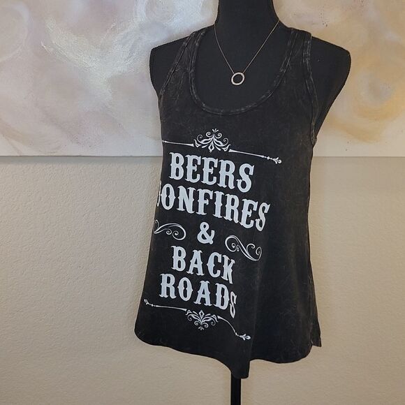 Black Racerback Tank Top "Beers Bonfires & Backroads" - Picture 13 of 13